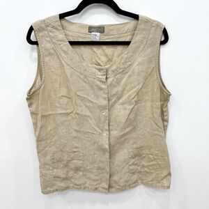 The Territory Ahead Linen Popover Sleeveless boxy fit Shirt Lagonlook sz Lg